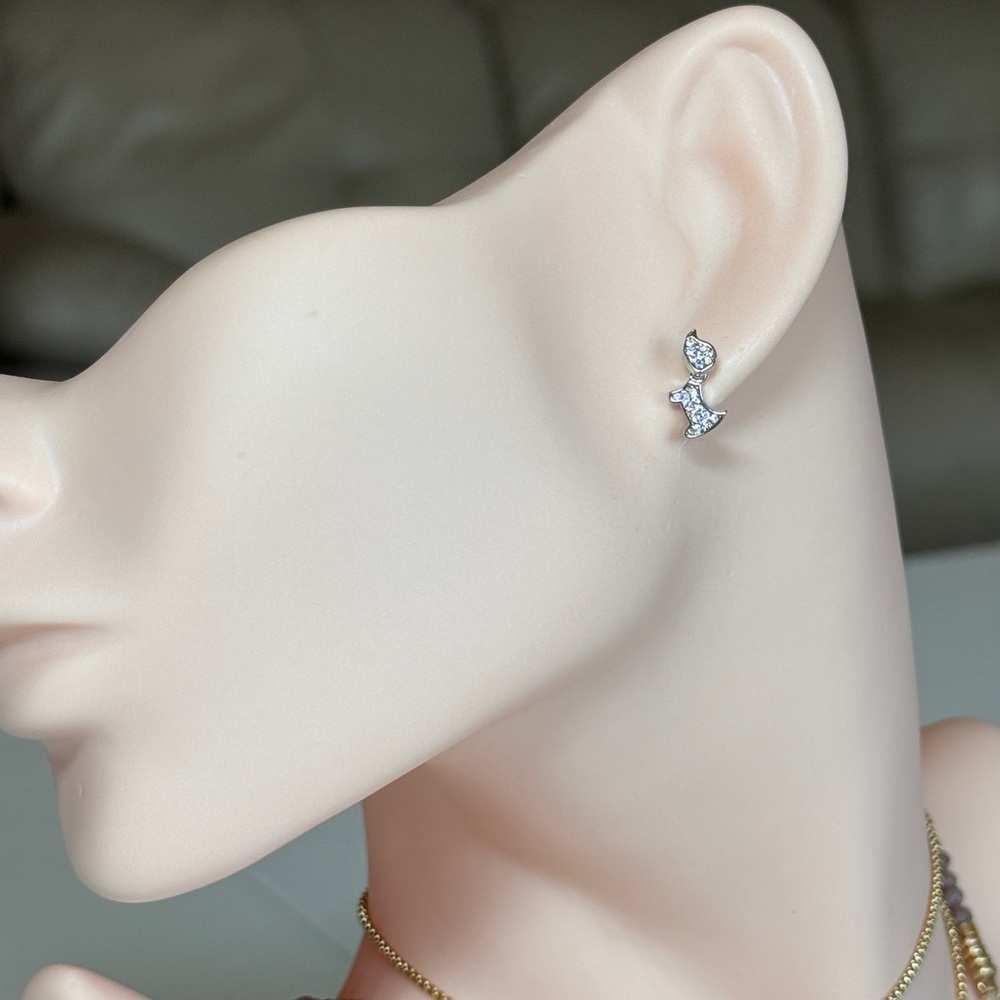 Silver Cubic Zirconia Drop Stud Earrings